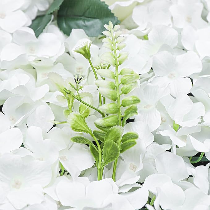 Gdrasuya10 6 Pcs Artificial Flower Wall Panels 3D Flower Background Panel for Wall, 60x40cm Wedding Flower Decorations Wall Silk Rose Panels for Party, Nail, Photo Areas, Stage Background (White)