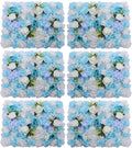 Flower Wall Panel Floral Backdrop,6Pack Faux Flower Panel,Blue and White Flower Wall Decor,Artificial Flower Backdrop Faux Flower Panel for Wedding