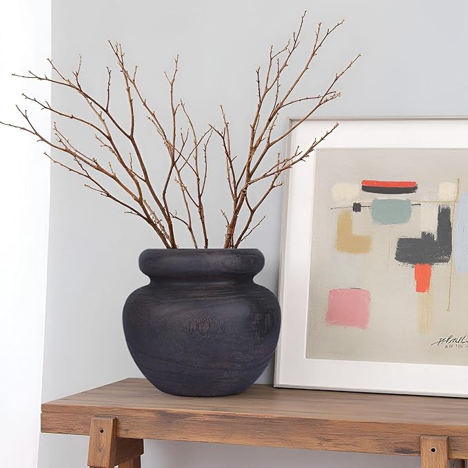 Large Rustic Vase,Minimalist Vintage Decorative Farmhouse Floor Flower Vase for Home Decor,Living Room,Shelf Decor,Enterway,Wedding,Dining Table Centerpiece Decoration,Antique Wabi-Sabi Decor (Brown)