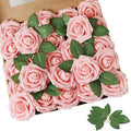 AmyHomie Artificial Flower 50pcs Real Looking Fake Roses w/Stem for DIY Wedding Bouquets Centerpieces Arrangements Party Baby Shower Valentines Day Christmas Tree Decorations