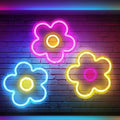 Baquler 3 Pcs Flower Neon Sign Light up Flower Sign Retro Neon LED Lights USB Powered for Wall Decor Window Bedroom Home Girls Birthday Christmas Party Decoration, 9 x 9 Inches(Classic)