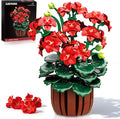 Flowers Geranium Botanicals Building Set - Artificial Bonsai Plants for Home Office Decor Display, 548PCS Geranium Flowers Pot Building Blocks for Adults Women Ages 12+ Gift for Christmas
