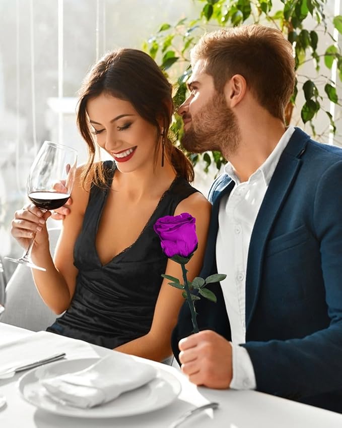 Forever Flowers Gifts for Women: Purple Roses Birthday Rose Christmas Anniversary for Mom Girlfriend Wife Grandma