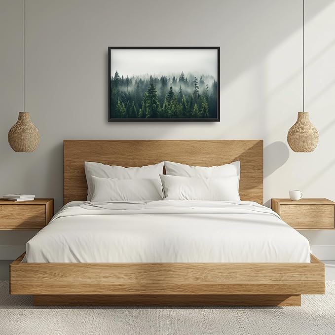 Framed Large Pictures Wall Art for Living Room, Foggy Forests Oversized Wall Decor Nature Landscape Forest Scenery Canvas Print Painting Extra Large Framed Artwork for Bedroom Office 36"x24"