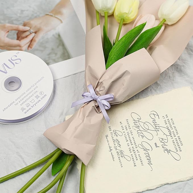 Lilac Mist Satin Ribbon, Double Faced 1/4 Inch X 25 Yards Lilac Mist Ribbon, Premium Satin Ribbon for Gift Wrapping, Crafts, Hair Bow Making, Sewing, Flower Bouquet, Wedding Party Decor