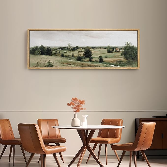 SIGNFORD Large Framed Canvas Print Wall Art Rustic Countryside Landscape Illustrations Modern Art Relax/Calm Warm for Living Room, Bedroom, Office - 60"x20"