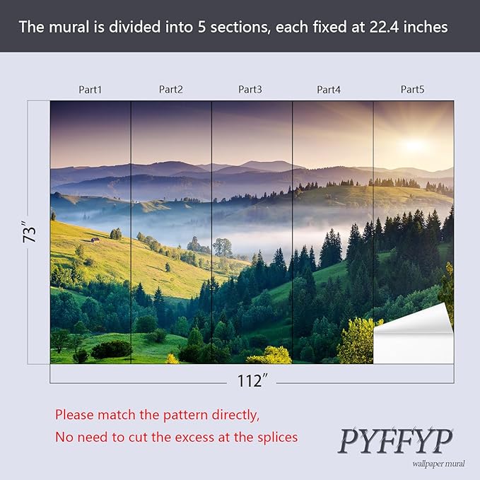 PYFFYP- Tropical Natural Landscape Forest Wallpaper murals for Bedroom(Not Peel and Stick)
