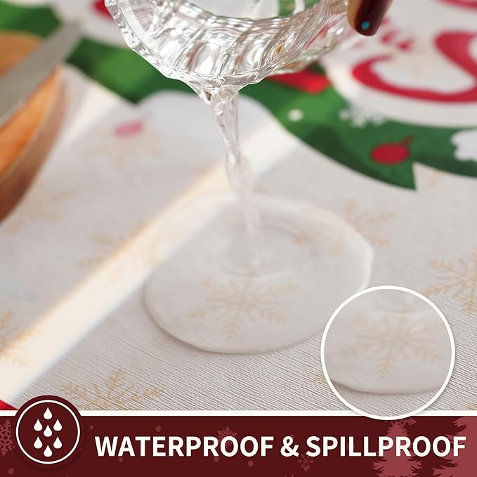 Christmas Rectangle Table Cloth,100% Waterproof Tablecloth,Christmas Decorations for Home, Vinyl Tablecloth Plastic Table Cover for Party，Picnic,Dining,Outdoor 52" x 70",Christmas Trees