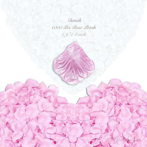 1000Pieces Rose Petals, Artificial Flower Petals Fake Rose Petals Silk Red Rose Petals for Romantic Night,Wedding,Proposal Anniversary Flower Decorations (Light Pink)