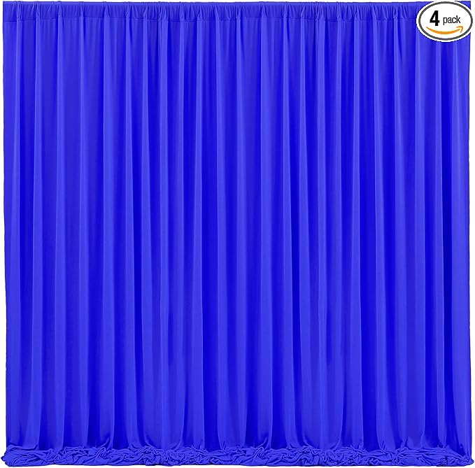 Wish Care Royal Blue Backdrop Curtain 4 Panels - Wrinkle-Free Polyester Photography Drapes for Baby Shower & Birthday Party - 16 X10FT