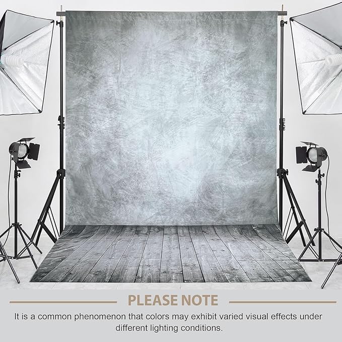 Professional Abstract Portrait Photography Backdrop,Wall with Wood Floor Backdrop for Kids Photography Baby Newborn Cake Smash Photo Shoots Hypoallergenic Fabric Photography Props(Grey-8x12ft)