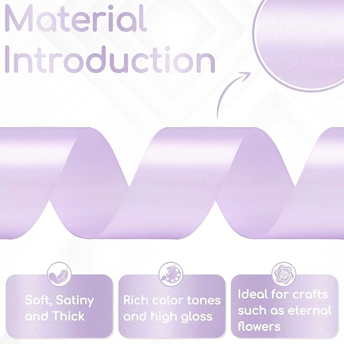 Light Purple Satin Ribbon 1-1/2 Inch 60 Yards, Solid Polyester Fabric Ribbon for Eternal Flower, Gift Wrapping, Crafts, Floral Arrangement, Wedding, Easter