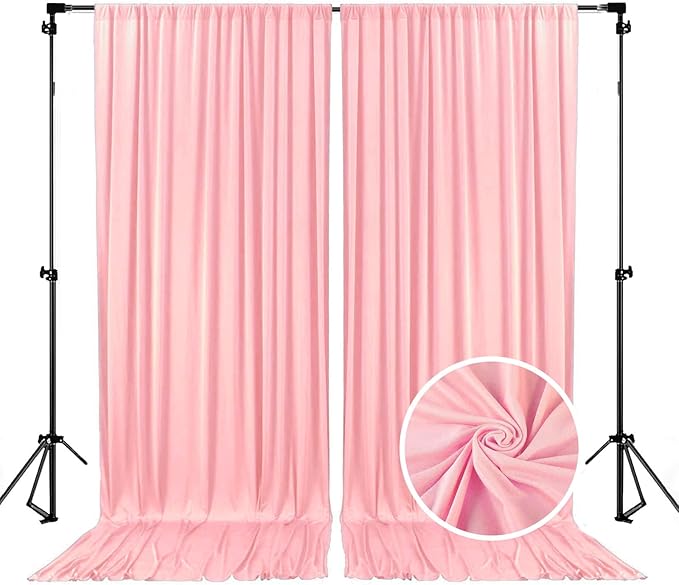 10 x 10 Feet Rose Pink Backdrop Curtain for Partie, Background Curtains for Photoshoot, Birthday, Wedding, Halloween, Thanksgiving, Christmas, New Year Party Decorations 5Ft x 10Ft, 2 Panels