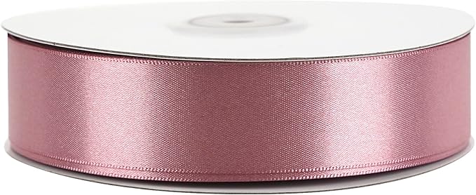 MEEDEE Rosy Mauve Ribbon 1 Inch Mauve Satin Ribbon Lux Double Faced Satin Ribbons by 50 Yards Polyester Pink Wrapping Ribbons for Crafts, Weddings, Flower Bouquet, Holiday Decorating