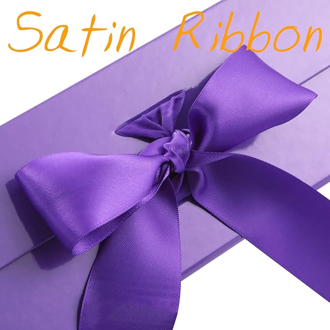 GREEN BEAN Large Gift Box with Lid for Presents 13x9.7x3.4 Inches, Purple Magnetic Gift Box with Ribbon, Bridesmaid Proposal Box (Glossy Purple)
