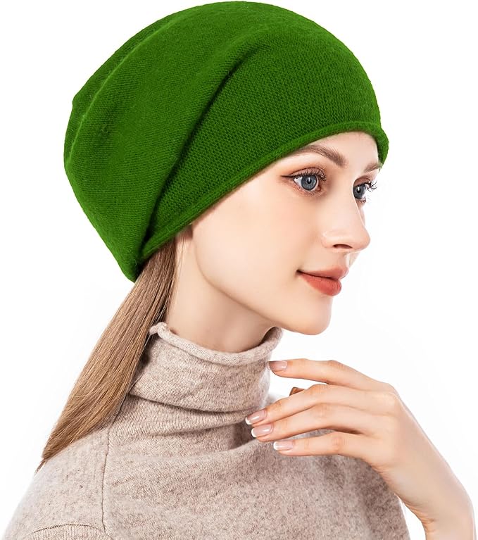 QUEENFUR Knit Slouchy Beanie Hats for Women Cashmere Ski Cap Knitted Wool Soft Warm Winter Hat