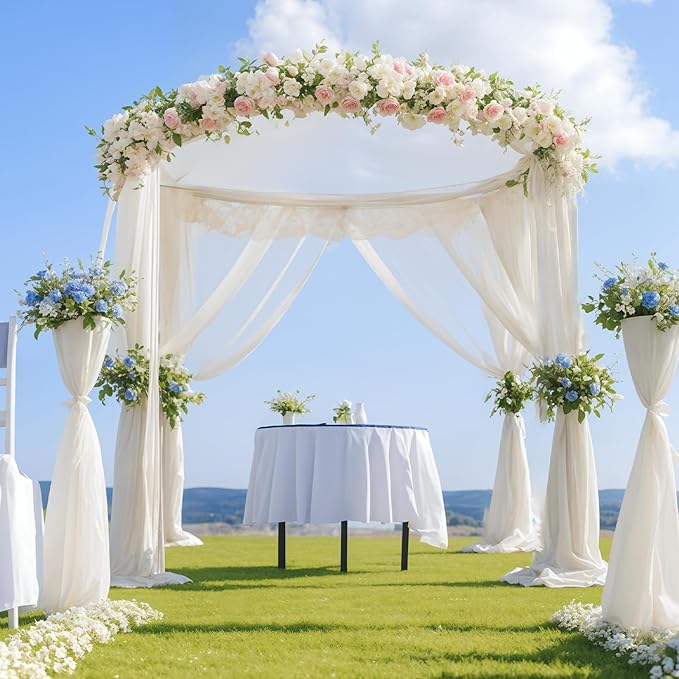 EMART Backdrop Stand Heavy Duty 10x10Ft, Round Pipe and Drape Photo Background Support Kit, Adjustable Metal Frame with Flat Base for Photography Wedding Birthday Party Decorations