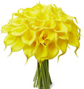 24 Pcs Yellow Artificial Calla Lily Flowers Fake Yellow Silk Flowers Real Touch for Wedding Bouquet Office Home Kitchen Decor