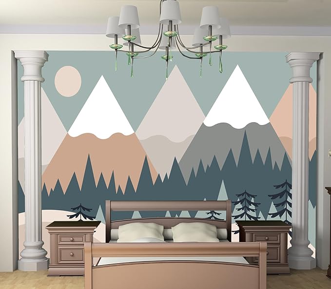 Eierme-Baby Mural Photo Wallpapers with Mountains Sun Trees Peel and Stick 90" x 67"