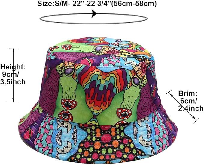 Quanhaigou Bucket Hat for Men Women,Packable Reversible Printed Sun Hats,Fisherman Outdoor Summer Travel Hiking Beach Caps