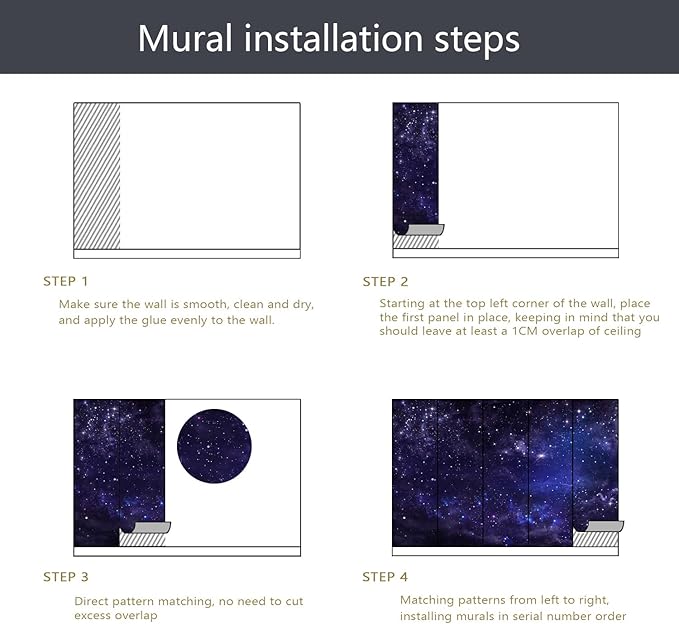 PYFFYP- Ceiling Wallpaper Purple Star Galaxy murals for Bedroom(Not Peel and Stick)