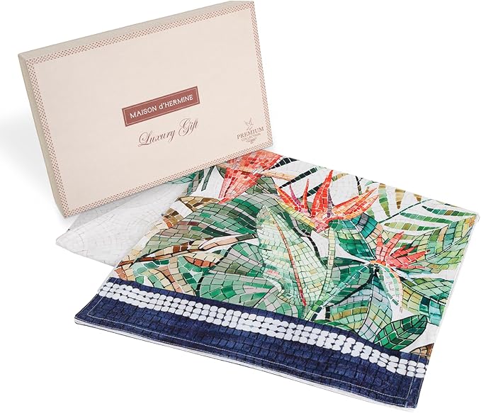 Maison d' Hermine Tablerunner 100% Combed Cotton Premium Table Runner Decorative Table Runners, Wedding, Restaurant, Buffet Party, Camping, Mosaic (Double Layer) - 14.50"x108"