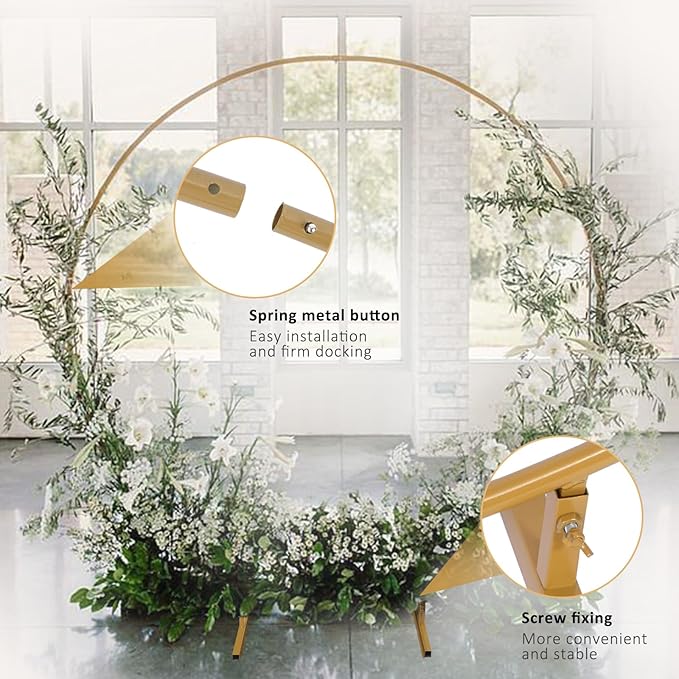 6.6 Ft Round Balloon Arch Stand Kit Wedding Arches For Ceremony Circle Backdrop Stand For Parties Wedding Birthday Decoration With Two Water Bags