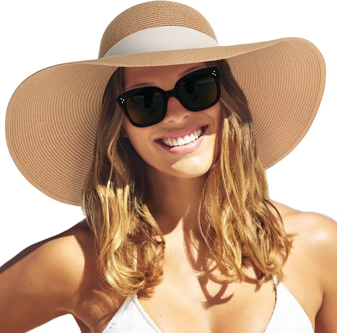 FURTALK Womens Sun Straw Hat Wide Brim UPF 80 Summer Hat Foldable Packable Floppy Beach Hats for Women