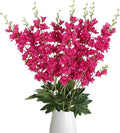 8PCS Artificial Delphinium Flowers 33.5'' Rose Red Silk Flowers Faux Delphinium Long Stem Hyacinth Artificial Flowers for Tall Vase Home Wedding Table Decor(Rose Red)