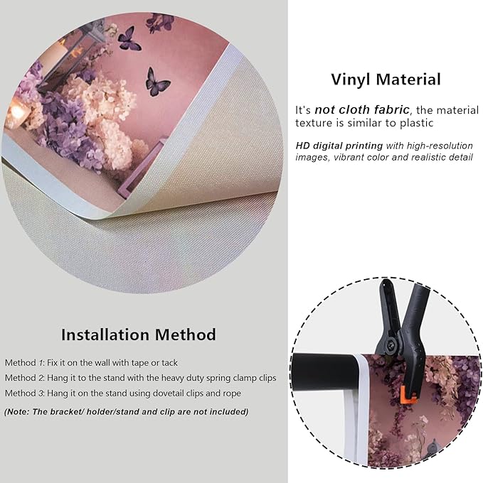 YongFoto Elegant Flower Wall Backdrop 9x6ft Floral Butterfly Candle Photography Background Baby Bridal Shower Wedding Girl Birthday Party Banner Room Decor Portrait Photoshoot Wallpaper Photo Booth