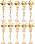 Crystal Wedding Flower Stand, 10pcs 24" Tall Metal Wedding Centerpiece Vase with Eva Pad, Gold Flower Holder Flower Vase Display Rack Centerpiece Decor for Outdoor Wedding Holiday Special Events Etc