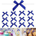 100 PCS 3 Inches Satin Bow Twist Ties, Ribbon Twist Tie Bows for Treat Bags, Pretied Bows, Twist Tied Bows with Wire for Bags, Pre Tied Ribbon Bows for Baby Shower, Favors, Popcorn(Royal Blue)