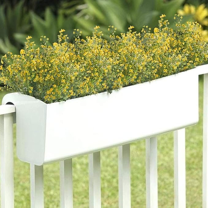 PASYOU Artificial Plants, Fake Bell Grass Flowers Plastic Greenery Lifelike Patio Yard Corridor Indoor Outdoor Home Garden Balcony Party Pot Planter Filler Table Arrangement Decoration Yellow 8 pcs