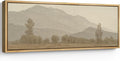 SIGNFORD Large Framed Canvas Print Wall Art Misty Mountain Landscape Tranquil Nature Scenery Illustrations Modern Art Calm Warm for Living Room, Bedroom, Office - 60"x20"