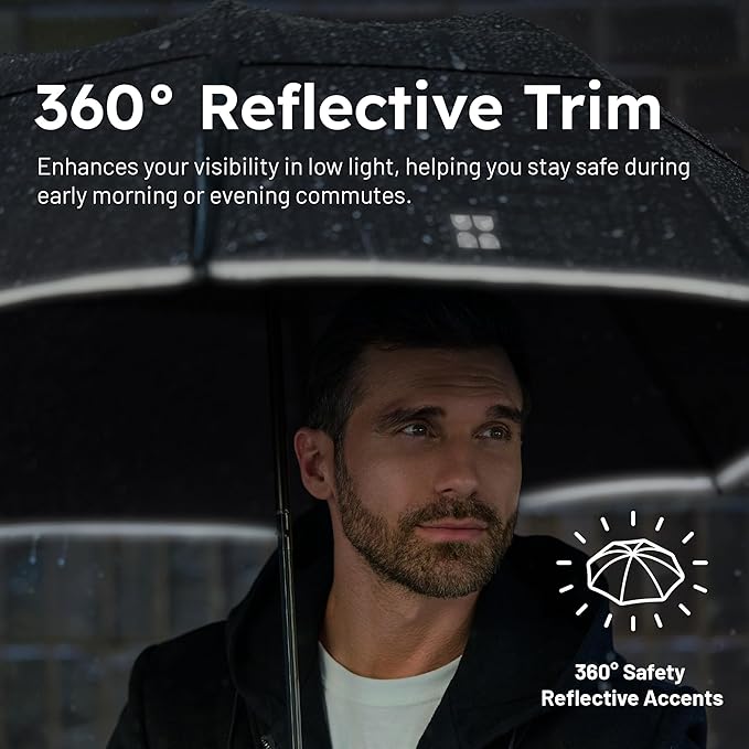 Weatherman Premium Collapsible Travel Umbrella - Windproof, Compact, Easy Auto Open - Resists Up to 55 MPH Winds - Perfect for Rain, Wind, Backpack, Car - Folding Umbrella (Blush)