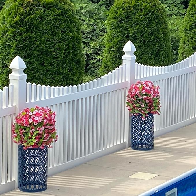 Artificial Fake Hanging Flowers Plants for Outdoor Decoration, 2PCS Faux Silk Morning Glory Long Vines Stems UV Resistant Look Real for Spring Summer Outside Home Porch Patio(Rose Red)