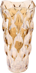 Amber Glass Vase, Thickened Cylindrical, Modern Boho Style, Handmade Decorative Flower Vase for Centerpiece Dining Table, Wedding, Holiday Party, 11.6 Inches Tall