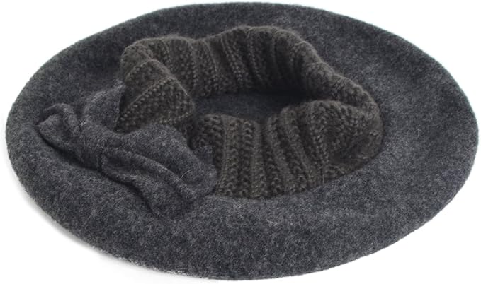 VECRY Lady French Beret 100% Wool Beret Floral Dress Beanie Winter Hat
