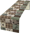 Rustic Moose Deer Bear Table Runner, Retro Vintage Bear Cottage Country Style Cabin Farmhouse Dinner Runner for Home Kitchen Dining Table Decoration 13"x90"
