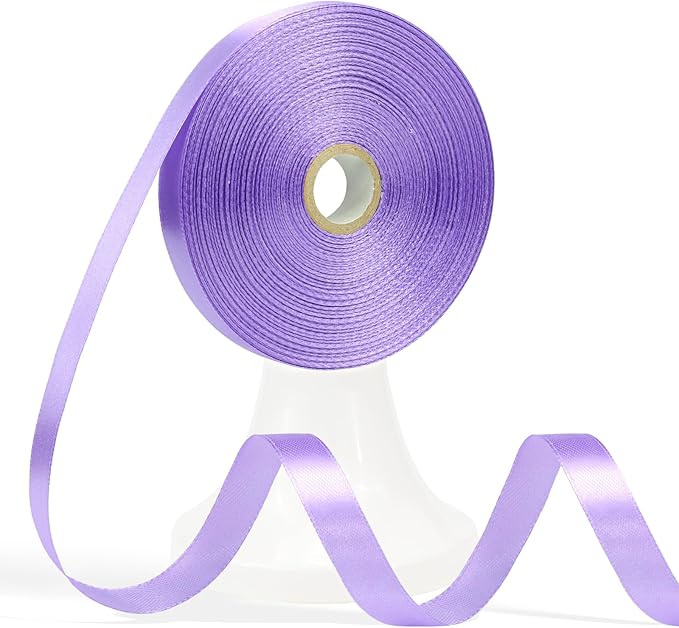 60 Yards Lavender Ribbon 1/2 Inch, Lavender Purple Satin Ribbon for Gift Wrapping, Crafts, Flower Bouquet, Wedding, Baby Shower, Festival, Christmas, Halloween