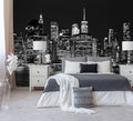 Black City Wallpaper Peel and Stick New York Night Scene Self Adhesive Wall Mural for Living Room Bedroom 137"x100"