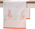 Maison d'Hermine Table Runner 100% Cotton Single Layer Table Runners 72 inches Long Decorative for Home Kitchen Dining Party Baby Shower Wedding Bridal Shower Spring Summer (Bunny Party,14.50"x72")