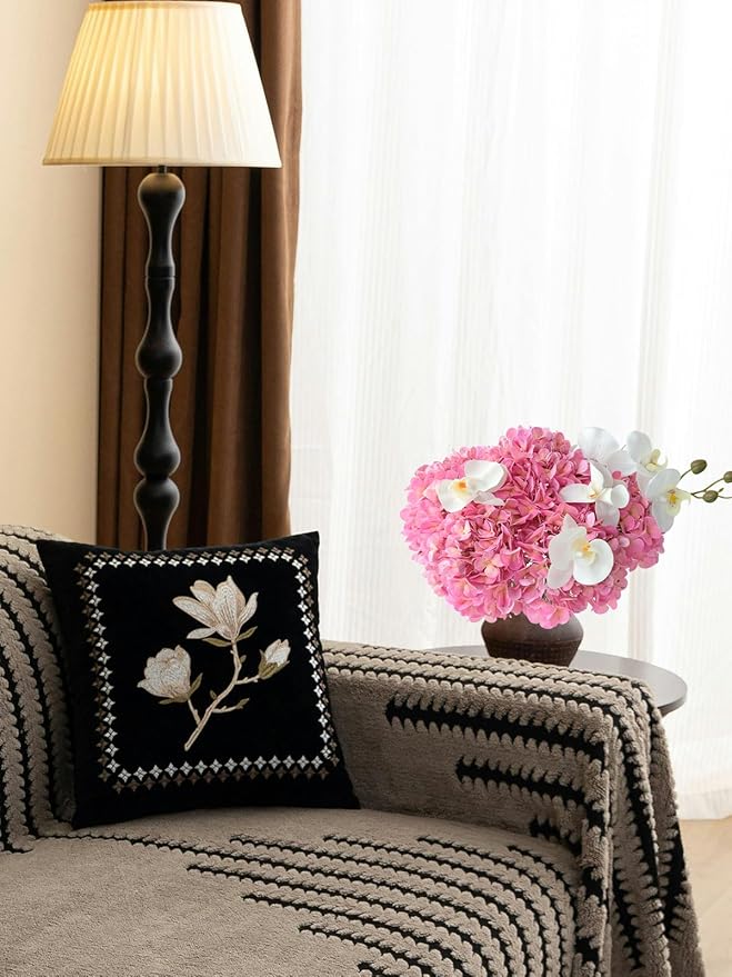 4 Pcs 20'' Real Touch Hydrangeas Pink Artificial Hydrangeas Flowers Faux Latex Lifelike Hydrangea for Kitchen Living Room Porch Home Decor Baby Shower Party Wedding Table Centerpiece