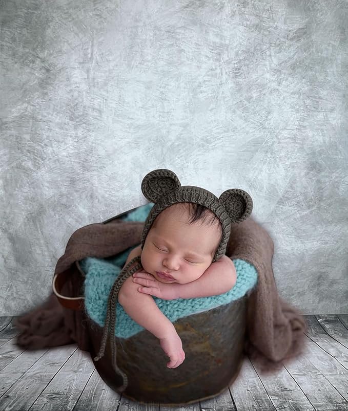 Professional Abstract Portrait Photography Backdrop,Wall with Wood Floor Backdrop for Kids Photography Baby Newborn Cake Smash Photo Shoots Hypoallergenic Fabric Photography Props(Grey-8x12ft)