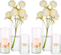 Glass Cylinder Vases Set of 6, Hewory Tall Clear Vase for Centerpieces, Glass Hurricane Candle Holders for Pillar or Floating Candles, Round Vases for Wedding Anniversary Events Table Decor, 3.3in