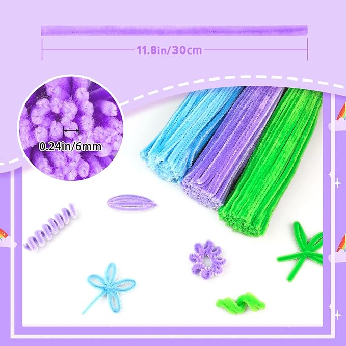 ZEIZHUBN 300 Pieces Pipe Cleaners, Pipe Cleaners Flower Bouquet Kit, Flower Making Kit with Floral Wires Tape, Art and Craft Supplies Projects DIY Decoration Holiday Party Birthday Gifts