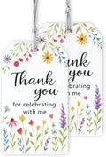 40 PCS Floral Thank You for Celebrating with Me Birthday Tags, Pastel Wildflower Favor Tag, Spring Baby in Bloom Shower Thank You Favor Tag, Floral Birthday Party Tags, 2x3.5