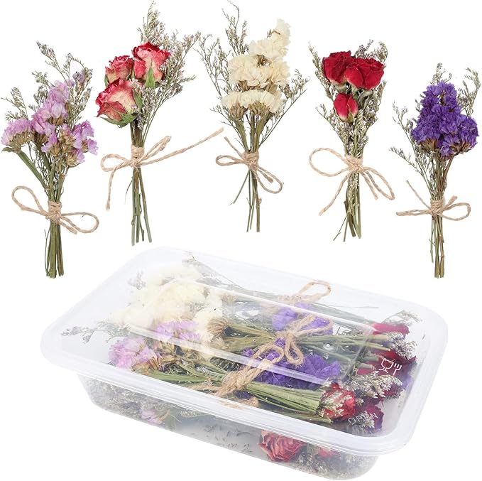 10 Pack Dried Flower Bouquets Mini Dried Flower with Stem Forget Me Not Dried Embossing Natural Flower Bundles Artificial Flower Dried Floral Arrangement for Vase DlY Wedding Decor (Forget Me Not)