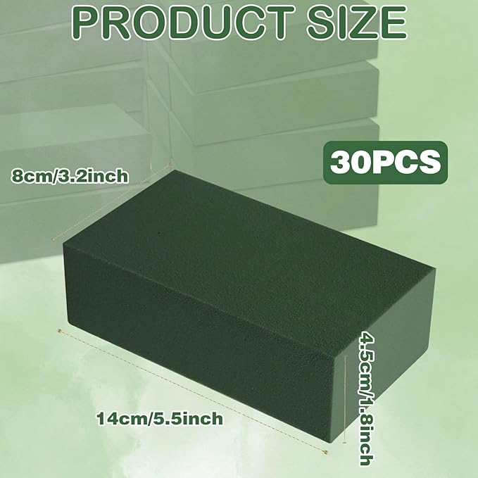 CANIPHA 30Pieces Floral Foam Blocks, Green Floral Foam for Flower Arrangements, Flower Foam Blocks Florist Foam Dry Foam Plant Foam Wet Foam for Artificial Flowers, (5.5 X 3.2 X 1.8 Inches)