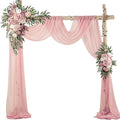 Wedding Arch Flowers with Drapes Kit (Pack of 3) - 2pcs Artificial Dusty Pink Deluxe Swag with 1pcs Sheer Drapes for Wedding Ceremony Backdrop Rose Floral Decoration Arbor Reception